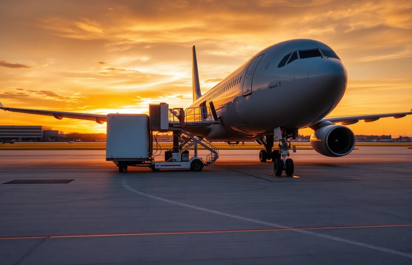 Aviation refuelling at sunset